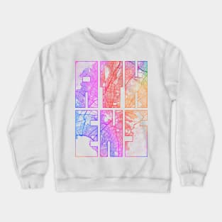 Athens, Greece City Map Typography - Colorful Crewneck Sweatshirt